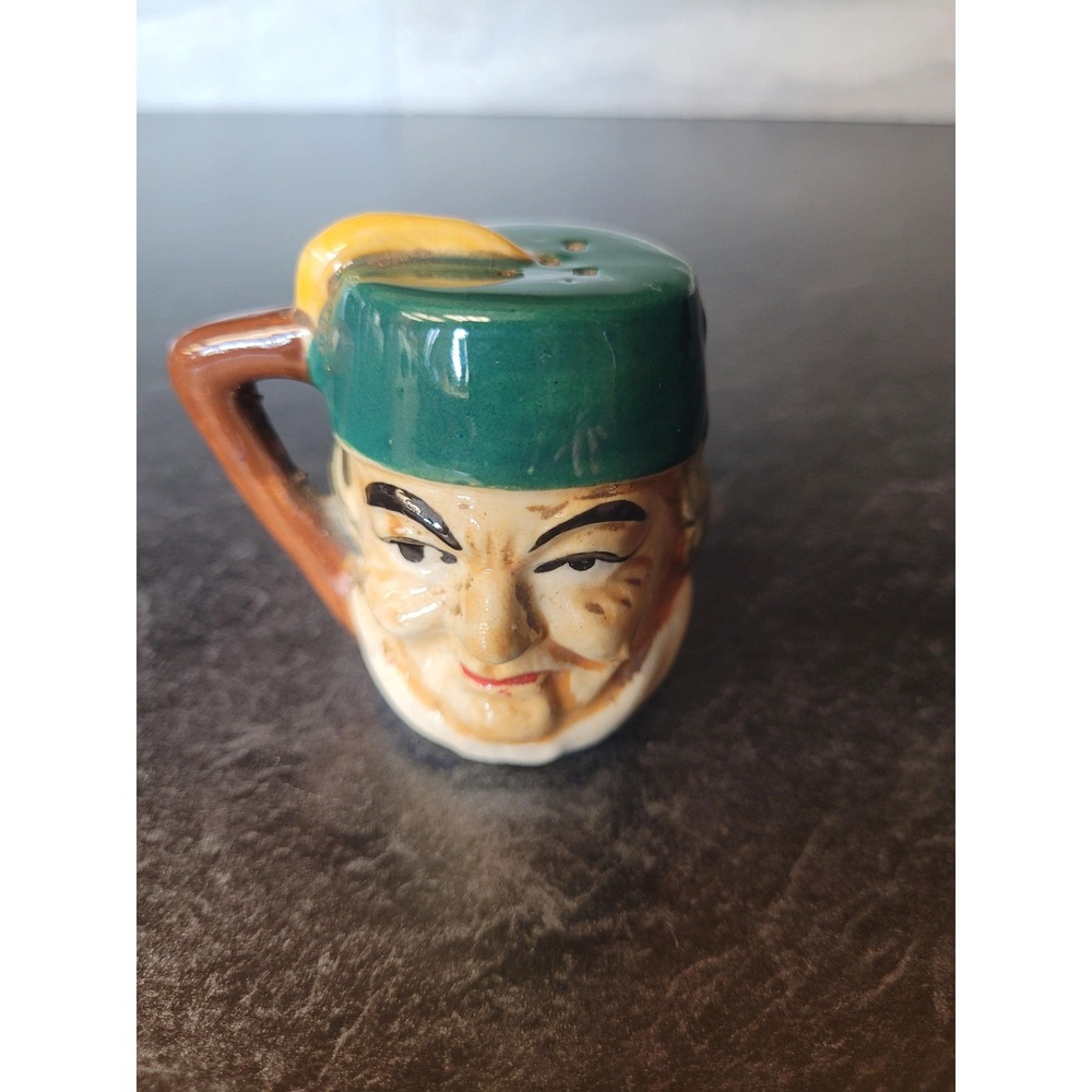Vintage Made‎ in Japan Ceramic Pirate Sailor Character Salt Pepper Shaker Green
